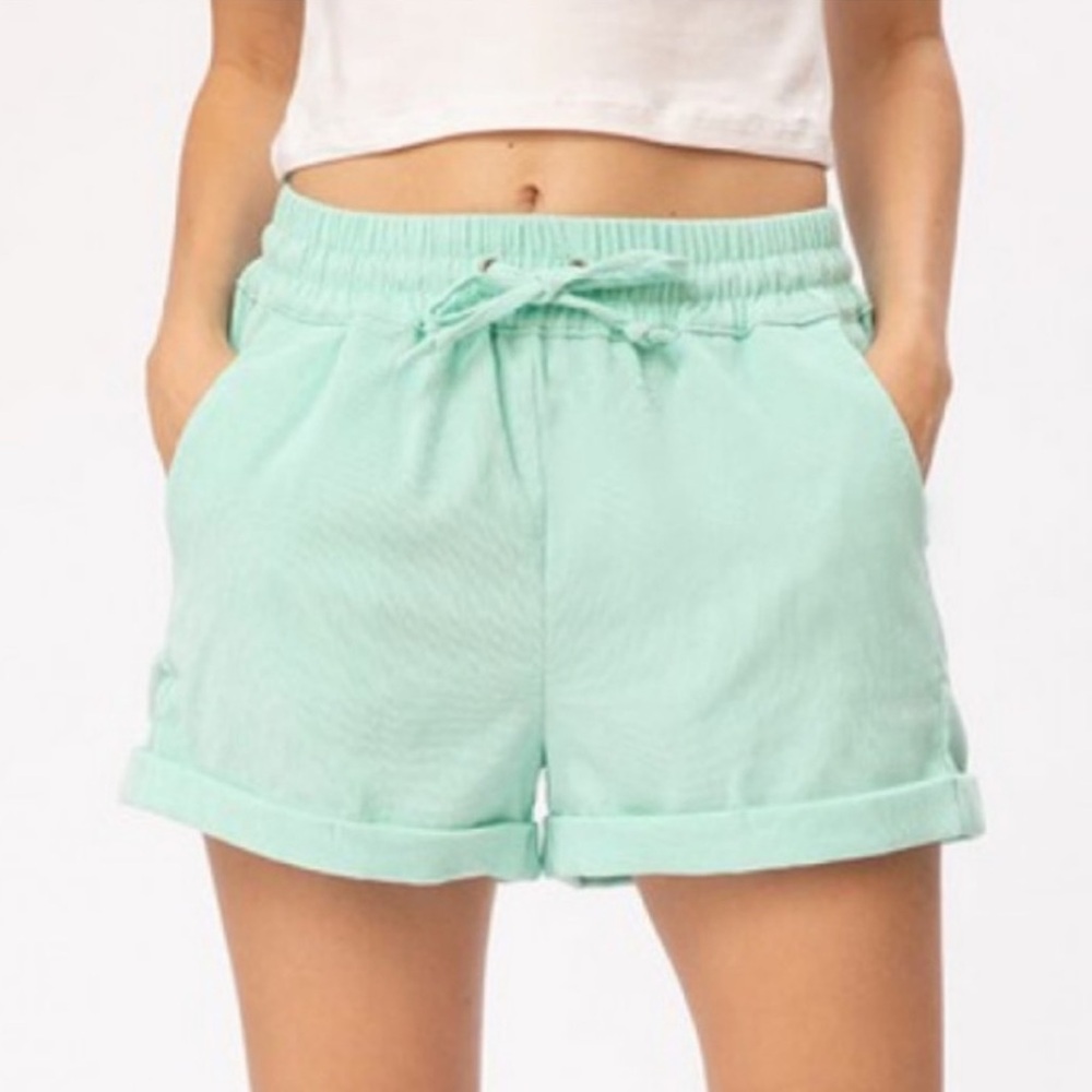 KanCan Mint Corduroy Shorts W/ Pockets Drawstring SMALL